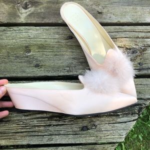 NWT Trademark Castaigne Marabou Slide